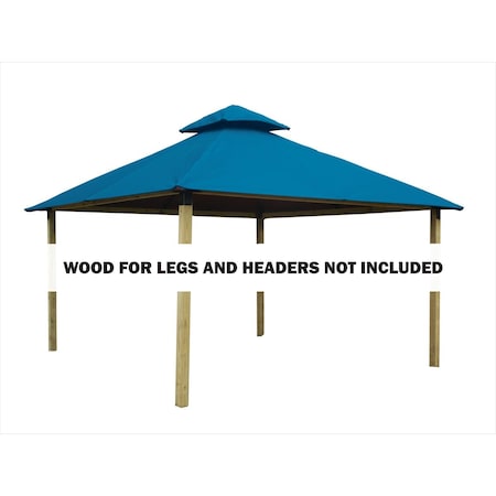 Acacia 12 sq. ft. Gazebo Roof Framing & Mounting Kit with Caribbean Blue Outdura Canopy AGOK12- CARIBBEAN BLUE